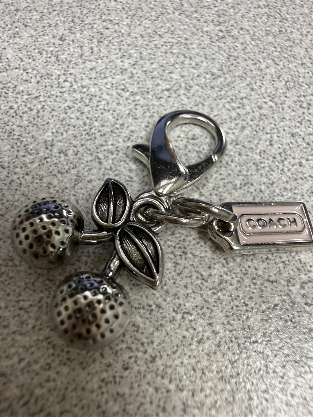 COACH Silver Cherry Charm Key & Bag Clip